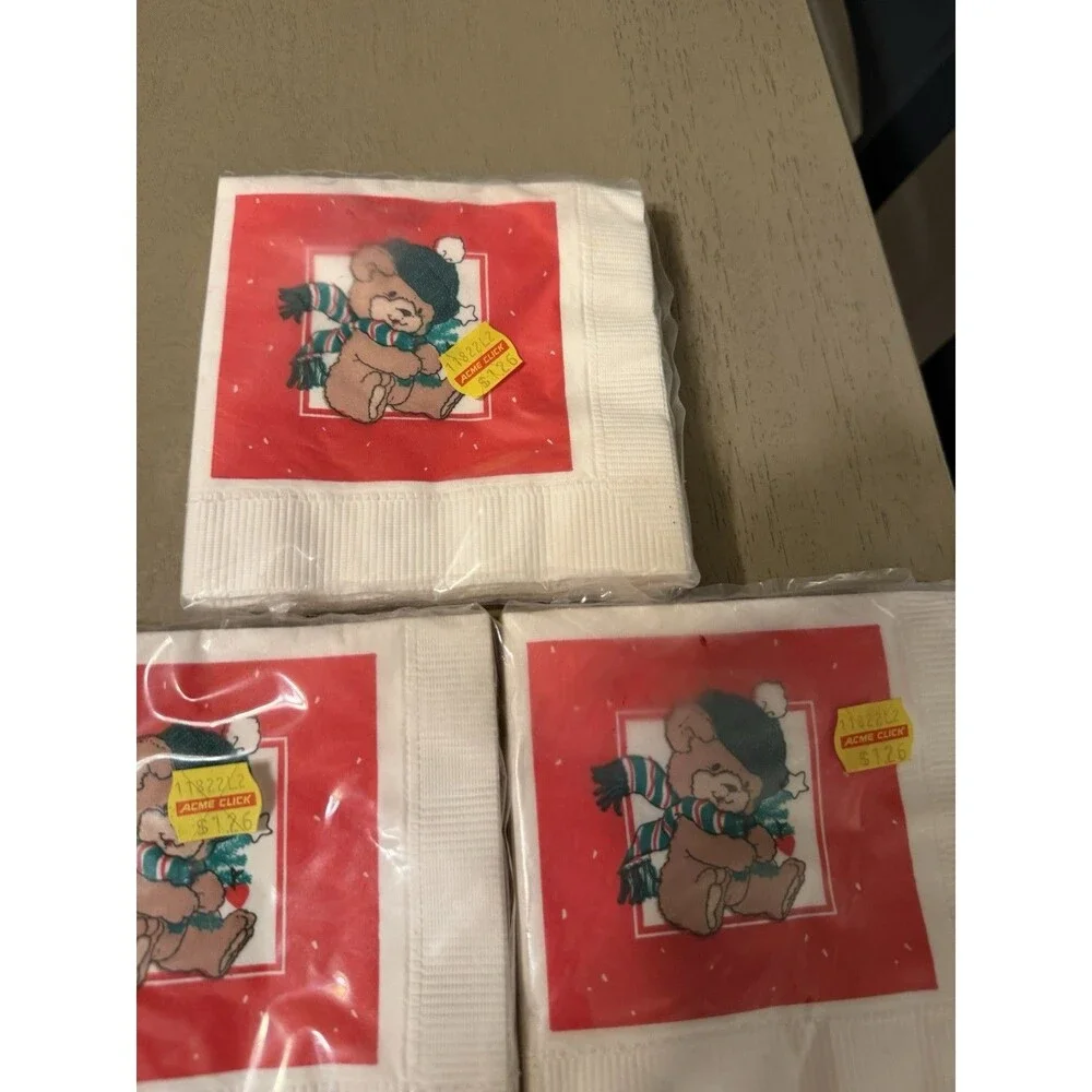 VINTAGE CHRISTMAS THEMED AMERICAN GREETINGS BEVERAGE NAPKINS NOS UNOPENED - 5